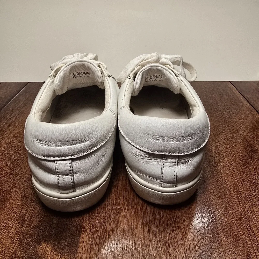 Tory Burch Women's Double T Howell Court Sneakers Size 8.5 M Shoes White Leather
